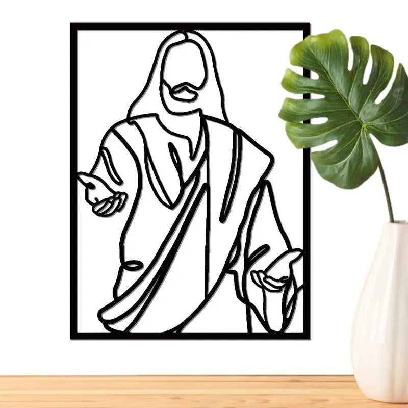 

Jesus Wall Art Minimalist Rectangle Jesus Abstract Sign Wall Painting Easter Home Figurine Ornament Spiritual Decorations For