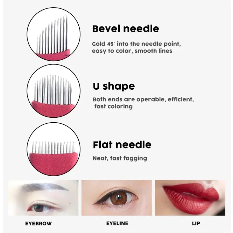 50pcs 7 9 11 12 14 16 18 Pin U shape Microblading Tattoo Needles Permanent Makeup Eyebrow Lip Tattoo Needle Blade Body Art Tool