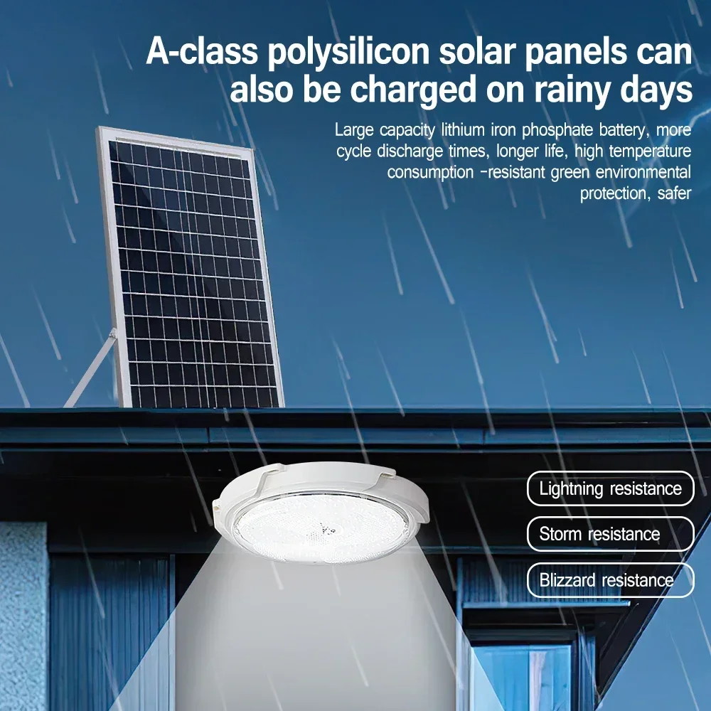 LEDSolar Ceiling Light Indoor Bedroom Corridor Garden Lighting With Remote Control Dimmable Timing Waterproof Solar Ceiling Lamp 3
