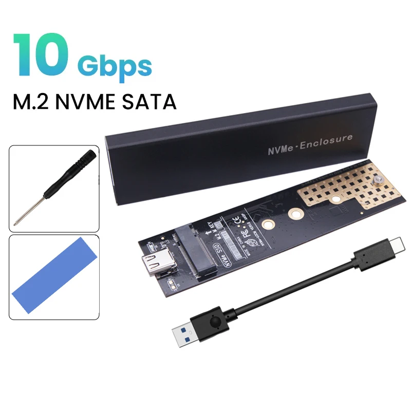 Disque dur externe NVME SSD M2, USB boîtier SSD, 10Gbps, coque en