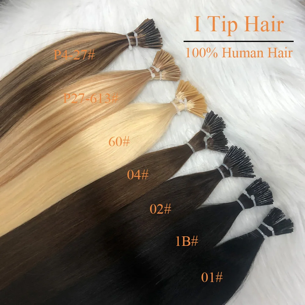 I Tip Hair Extensions Human Hair Keratin Tip Hot Fusion Human Extension Natural Black Blonde Brown Pre Bonded 50pcs