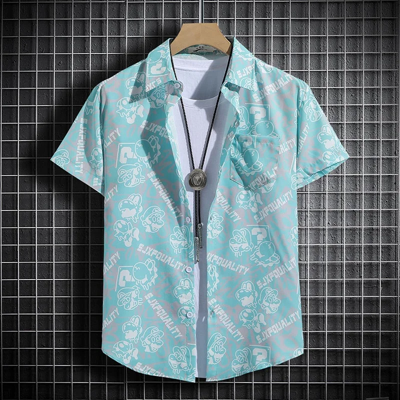 Beach Style Printed Shirts for Men - Short Sleeves Hawaiian Loose-Fit Casual Shirts 4