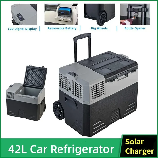 Mini Réfrigérateur Congélateur Portable de 42l, 12V, 24V, avec Panneau de  Chargeur Solaire, Roue à Poignée, pour le Camping, les Piques-Niques et les