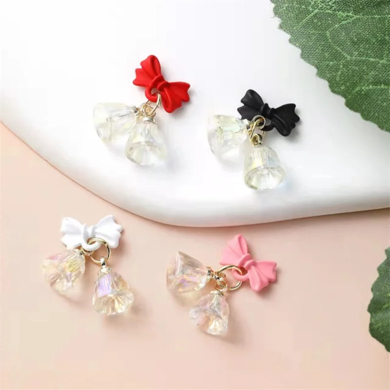 

5PCS Christmas Bell Crystal Metal Nail Charms Multi Colors Alloy Bowknot Jewelry 3D Nail Parts Manicure Design Decor Accessories