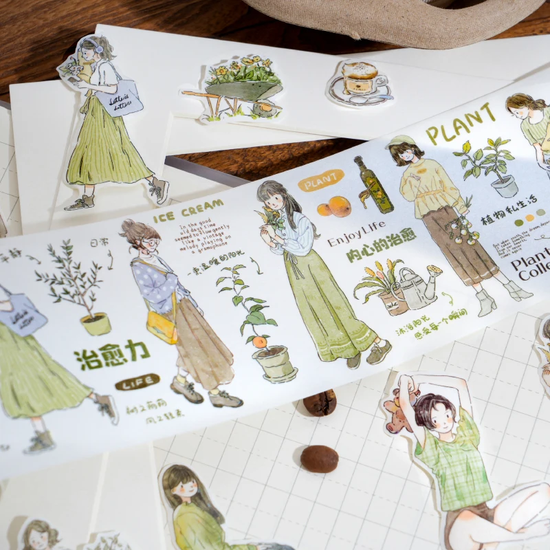Yoofun 7x200cm Leisure Life Girl Washi Tape for Planner Card Making DIY Scrapbooking Collage Junk Journal Decorative Sticker 5