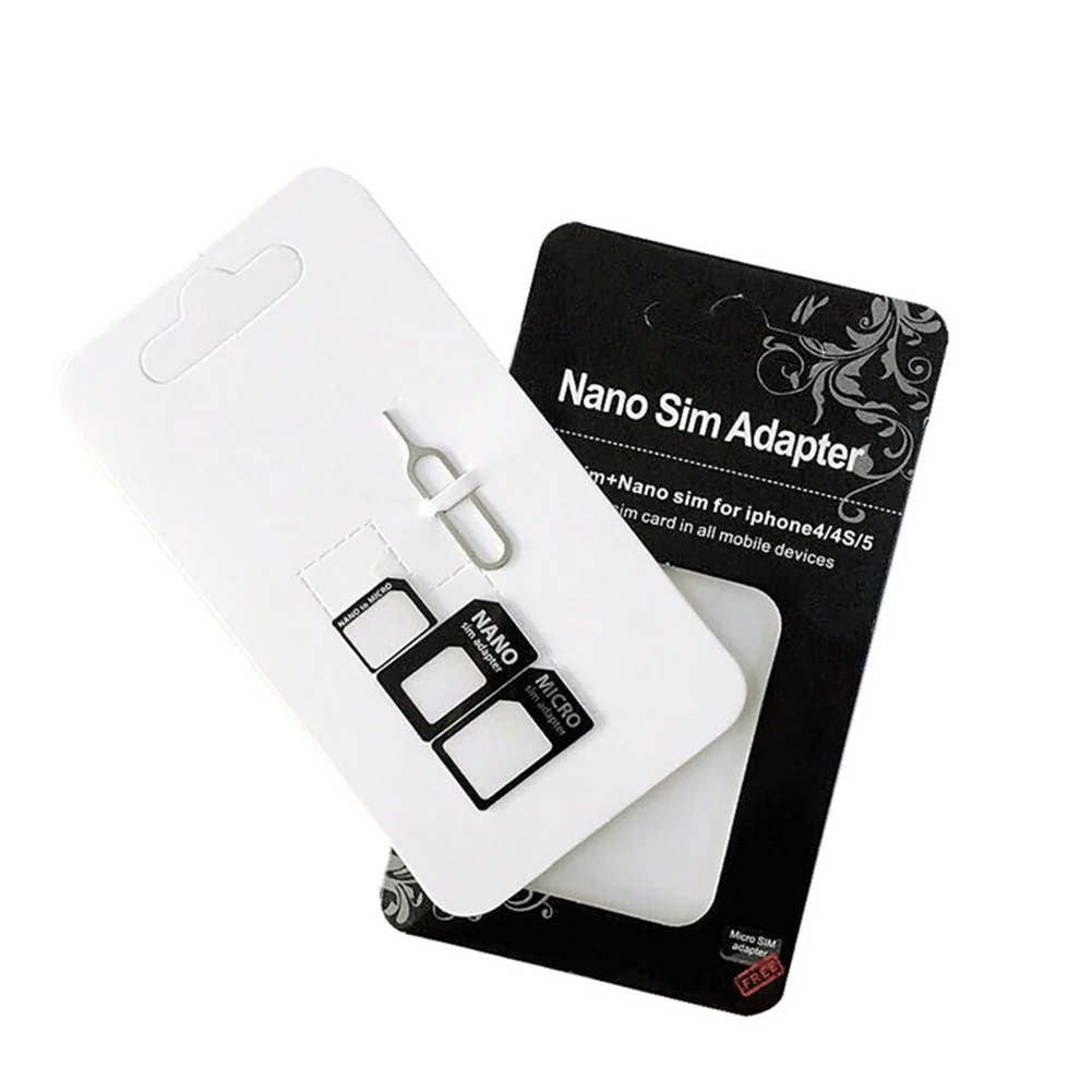 

Sim Card Sleeve Universal SIM Card Sleeve and Adapter Set Nano Micro Standard SIM Cards Eject Pin Included 4pcs/Set
