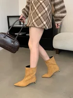 Eilyken Autumn Winter Pointed Toe Ankle  Boots Women Designer Vintage Thin Low Heel Shoes Modern SHort Botas Zapatos De Mujer