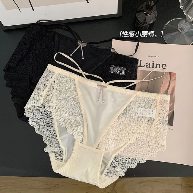 M-XL Cotton Panties Women's Underwear Bow Panty Plus Size High Waist  Seamless Briefs Sexy Lace Underpants Female Lingerie - AliExpress