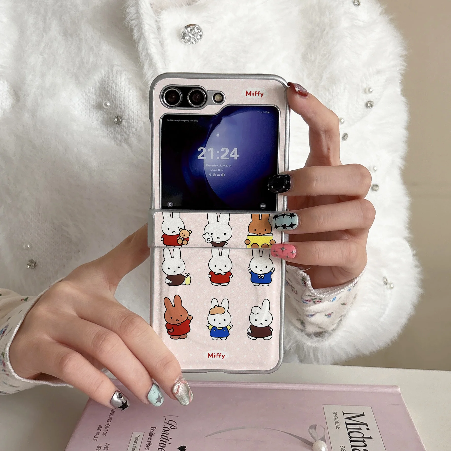 Kawaii Miffy Bunny Family Pink Phone Case - Cute Cartoon Style Shockproof Cover