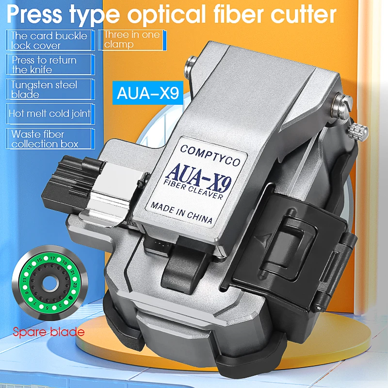 

High Precision AUA-X3/X9Fiber Cleaver FTTH Cable Fiber Optic Cutting Knife Tools Cutter Three-in-one clamp slot 24 Surface Blade