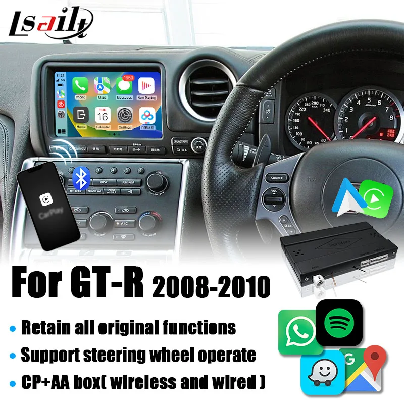 

Wireless CP AA Interface box for GT-R GTR R35 2008-2017 Integrated Screen Mirroring, Cameras,Linux System by Lsailt