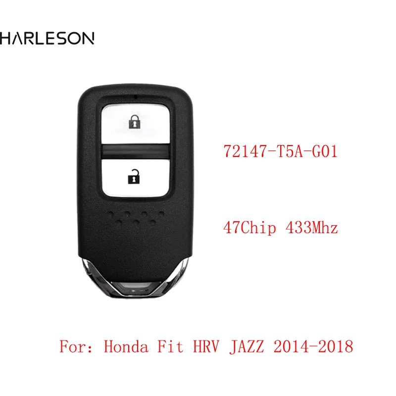 434Mhz FSK 2Buttons Smart Remote Car key For Honda H-RV Key Fit Jazz XRV HRV Key ID47 Chip P/N:72147-T5A-G01 oem smart remote key fob for honda city jazz hrv shuttle vezel 2015 2019 72147 t5a j01 72147 t5c j01 434mhz 313 8mhz id47 chip