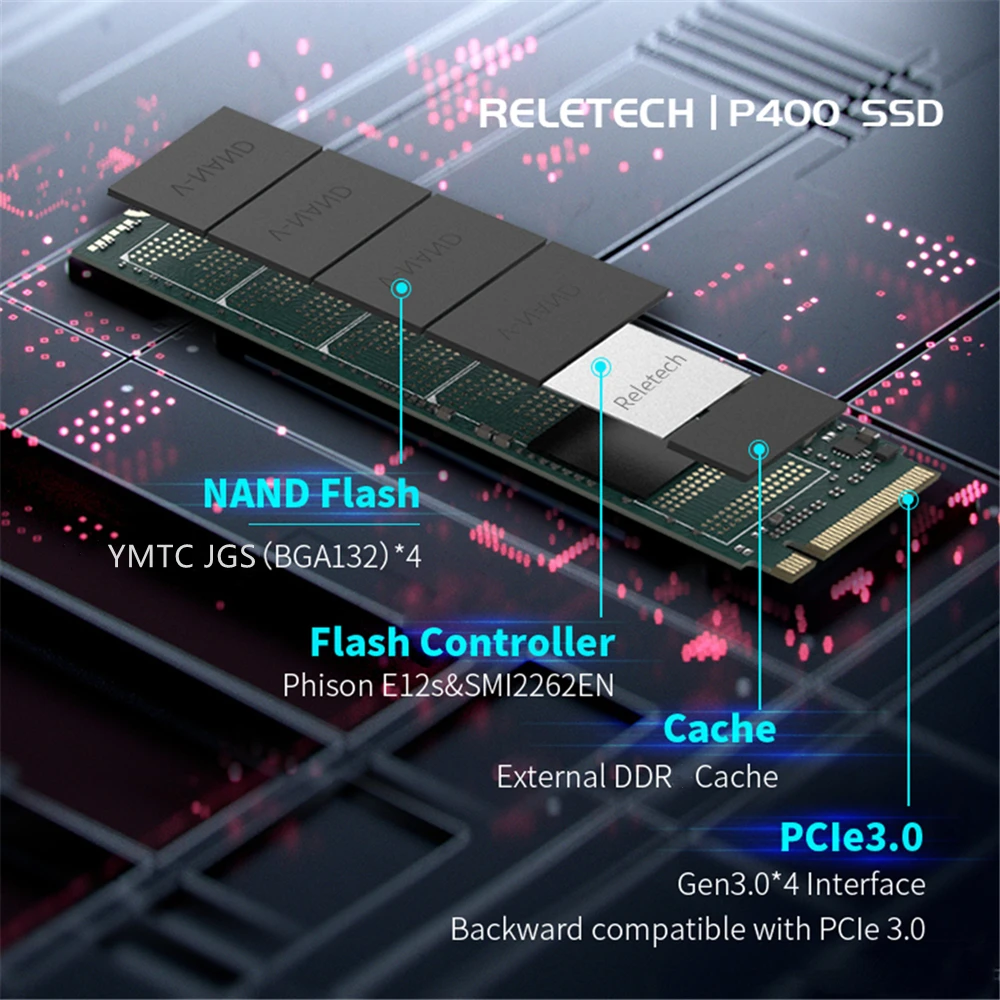 Reletech P400 PCle ssd m.2 nvme 256gb 512gb 1tb 2tb Solid State Drive independent cache Internal Hard Disk for Laptop Desktop