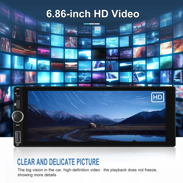 Autoradio 1 Din Podofo Con Apple CarPlay E Android Auto - Display 6.86 Pollici Touch, Bluetooth, Telecamera Posteriore E Controllo Volante - Foto 10