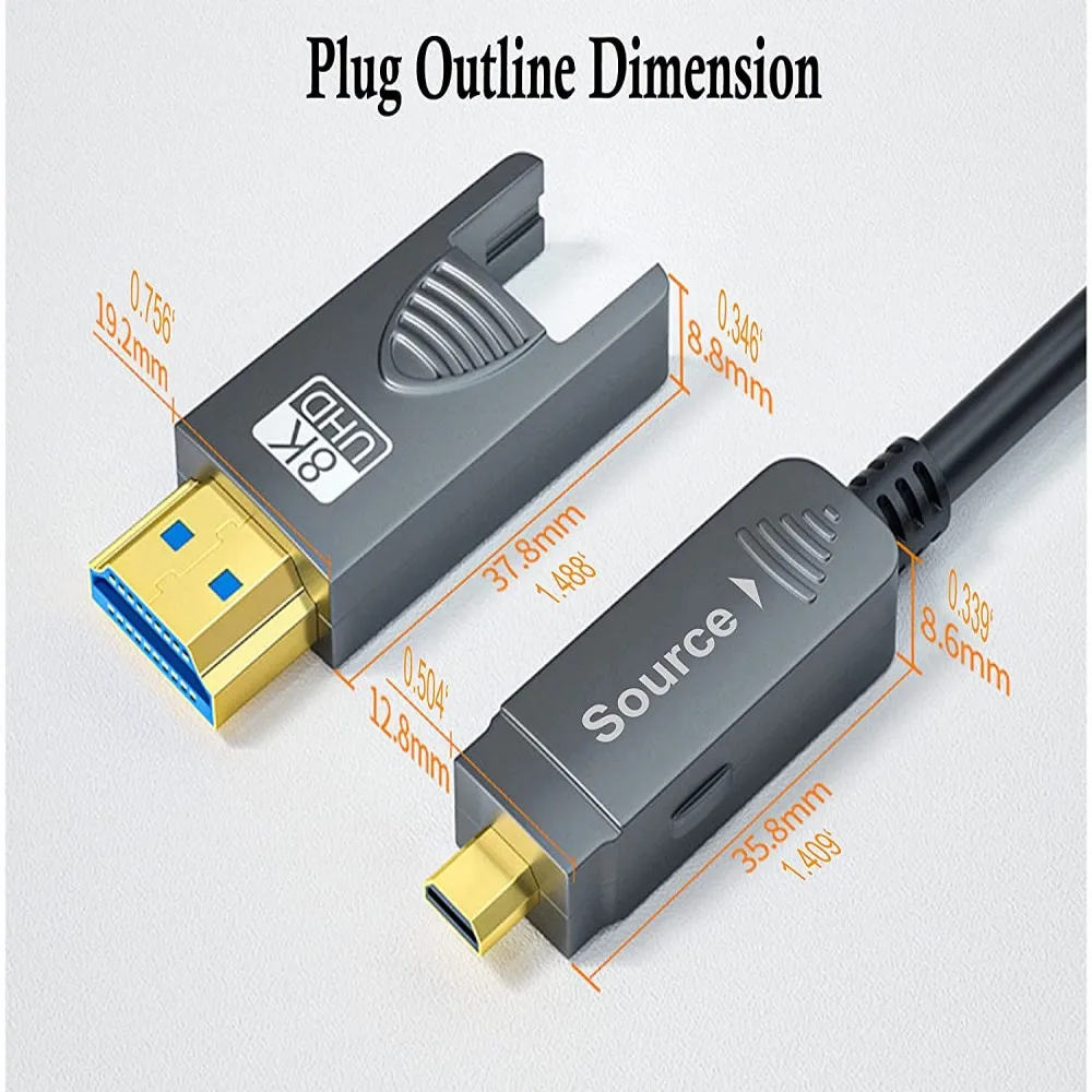 Cavo HDMI 2.1 In Fibra Ottica 7,6 Metri - 8K A 60Hz, 48Gbps, EARC, HDR - Sottile E Flessibile Per TV, PS5, Proiettori - Compatibile 4K120
