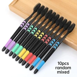 10 - Pack Ultra - Fine Soft Bristle Charcoal Bamboo Toothbrush Set (10pcs random mixed)
