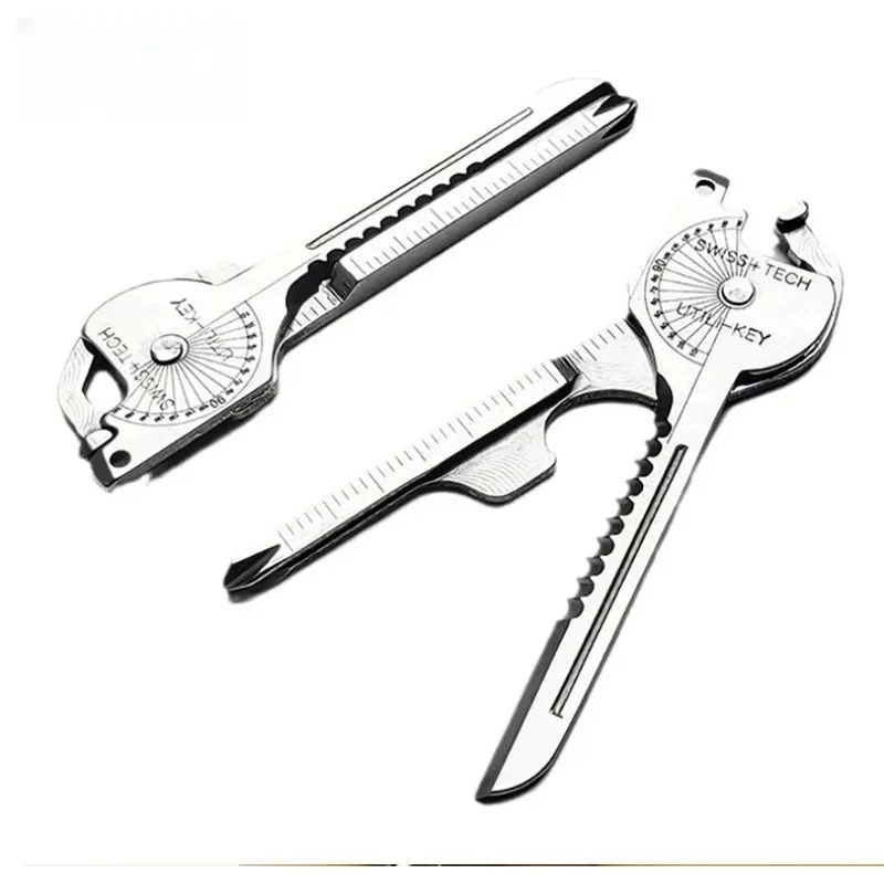 Compact Multi-Tool Keychain for Outdoor Utility and Survival