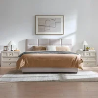 Nightstand Set of 2 W/Charging Station, 30.7" W King Size Bedside Table with 3 Drawers, Accent End Table W/Large Storage 2