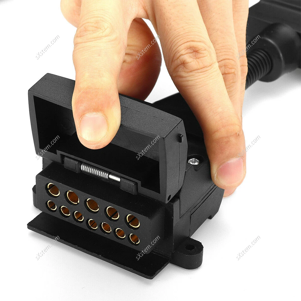 2PCS 7 Pin Flat Plug to 12 Pin Socket Female & Male Adaptor Trailer Connector