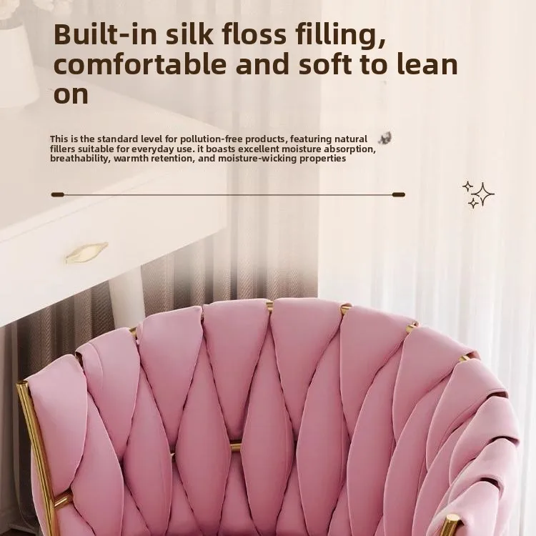 Multifunctional Lift Fabric Vanity Stool Small-Sized Makeup Chair for Girls' Bedroom Simple and Modern Home Computer Desk Chair