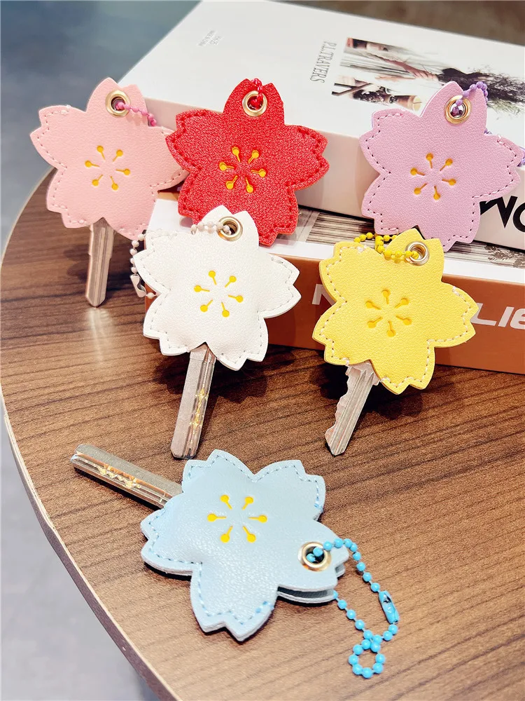 Novel Unique Design Flower Cartoon Mini Key Case Cute Leather Water Drop Access Control Card PU Protective Case keychain case cover