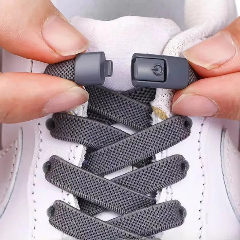 8mm No Tie Shoe Laces Metal Press Lock Shoelaces Without Ties Elastic Laces Sneaker Kids Adult Widened Flat Shoelace for Shoes 8mm No Tie Shoe Laces Metal Press Lock Shoelaces Without Ties Elastic Laces Sneaker Kids Adult Widened Flat Shoelace for Shoes