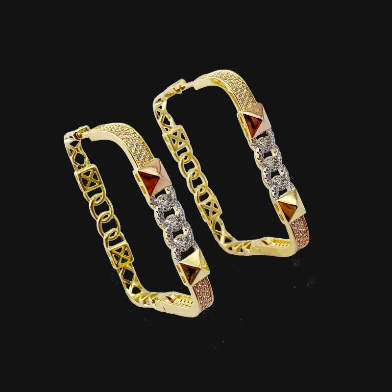 

Lanyika Fashion Jewelry Retro Square Big Ear Loops Micro Plated Noble Wedding Party Earrings Stylish Bridal Daily Best Gift