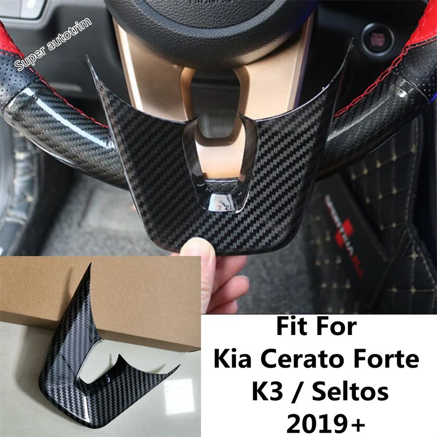 

For Kia Cerato Forte K3 / Seltos 2019 - 2023 ABS Carbon Fiber Steering Wheel U Shape Frame Decoration Cover Trim Car Accessories