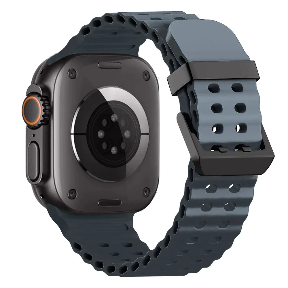 Ocean Silicone & Metal Buckle Adjustable Watch Strap Bracelet