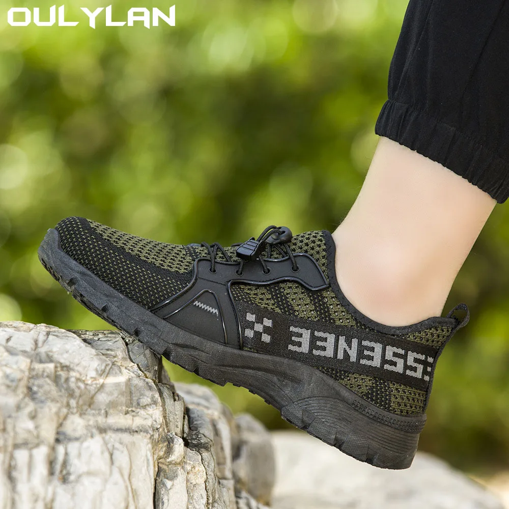 Oulylan Men Hiking Shoes Wading Outdoor Trainers Lace-up Climbing Trekking Sneakers Mountain Walking Hunting  Sneakers