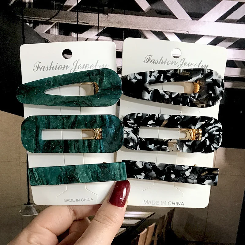 Korean Fashion Frauen Haarnadeln Seite Clip Haar Schmuck Trendy Mädchen Acryl Geometrische Barrettes Haar Zubehör Headwear Großhandel – Detail 3