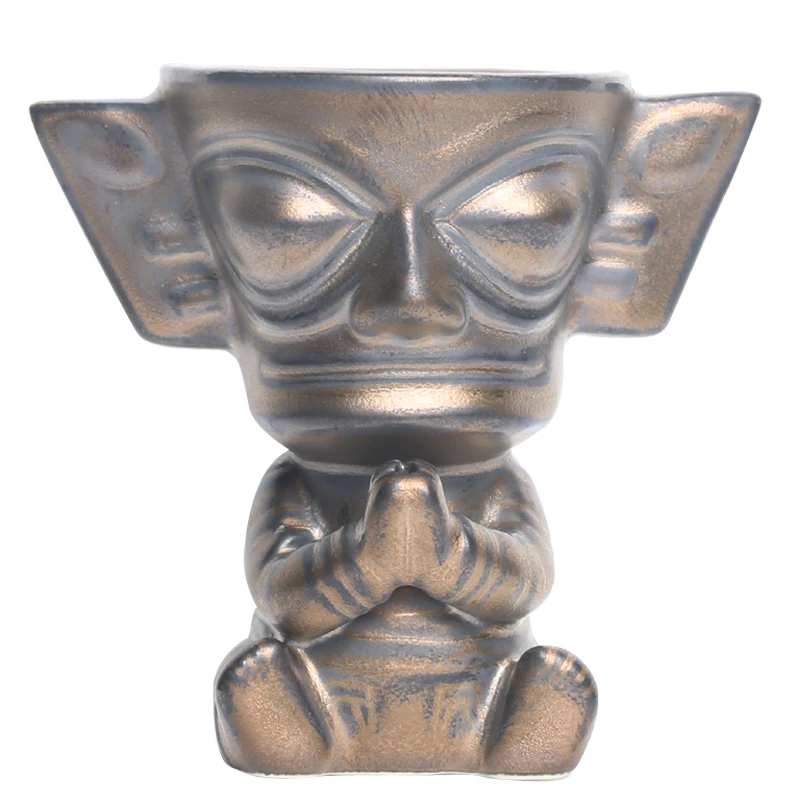 세라믹 차 세트 장식품 고대 슈 문명 산싱두이 축복 사제 미니어처 인형 다도 용품