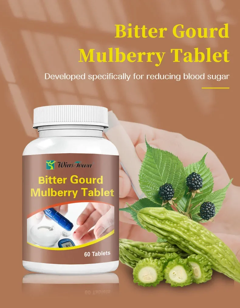 

60 Pills Bitter Gourd Mulberry Tablet Helps Reduce Blood Sugar Promote Blood Circulation Improve Pancreatic Function