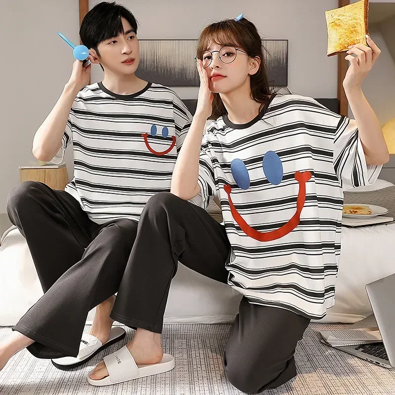 

Sleepwear Cotton Homewear Couple Pajamas & Sets Night Lover Family Women Pijama Freeship Casual Spring Men