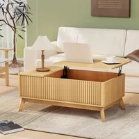 Mid Century Modern Coffee Table,Farmhouse Wooden Coffee Table for Living Room,Rising Pull Up Coffee Table 1