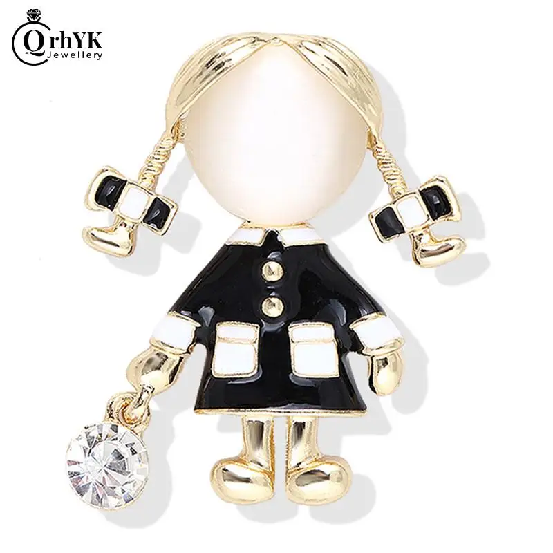 Bella Smalto Nero Vestiti Delle Ragazze Spille Figura Spilla Spilli Accessori Decorativi Corsage Per Le Donne Delle Ragazze Del Collare Broch Spille