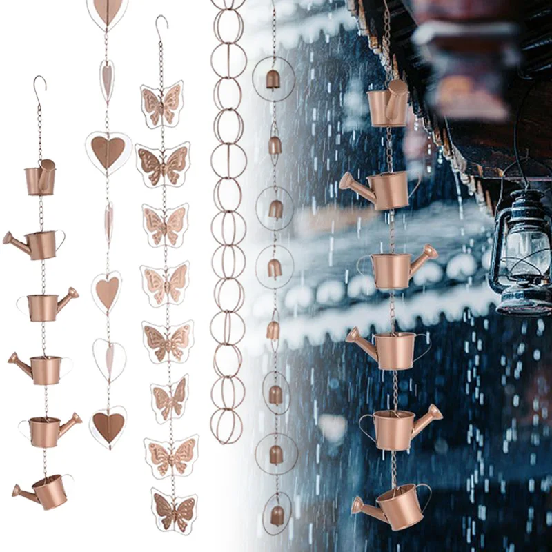 Metal Rain Chain Decor Hanging Bell/Kettle Decorative Rain Catcher Pendant For Home Outdoor Garden Gutter Roof Downspout Tool stainless steel chains