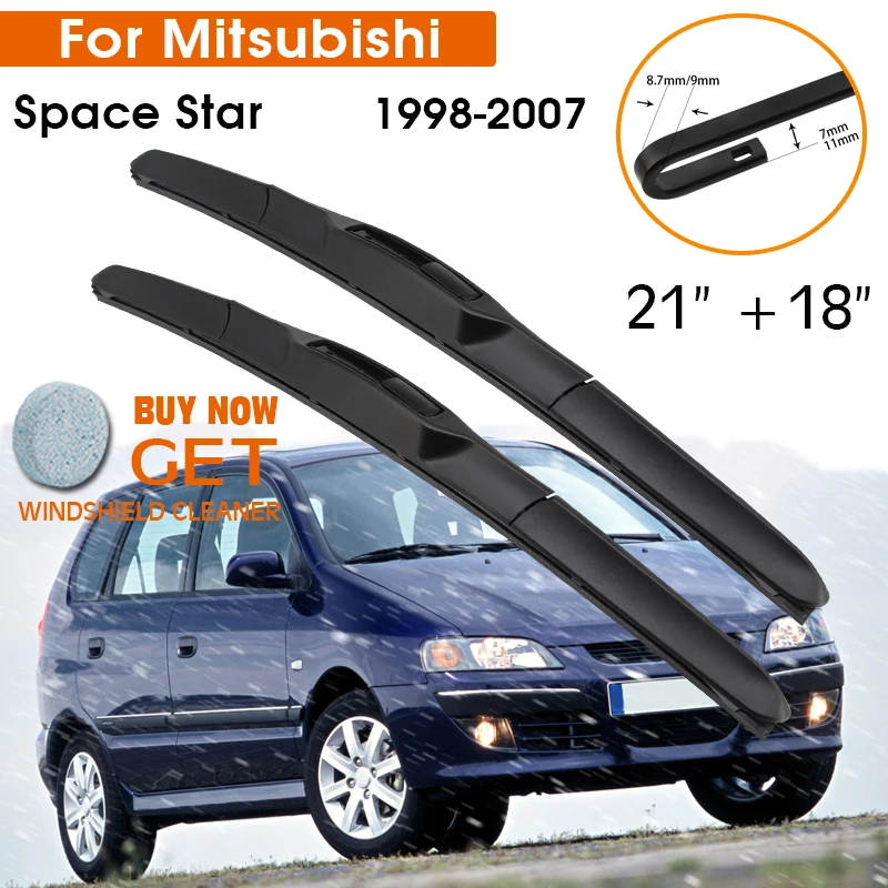 Auto Wischer Klinge Für Mitsubishi Space Star 1998-2007 Windschutzscheibe  Gummi Silicon Refill Front Fenster Wischer 21 + 18 zubehör