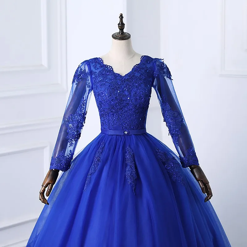 2024 Long Sleeve Quinceanera Dresses Elegant Belt Lace Ball Gown