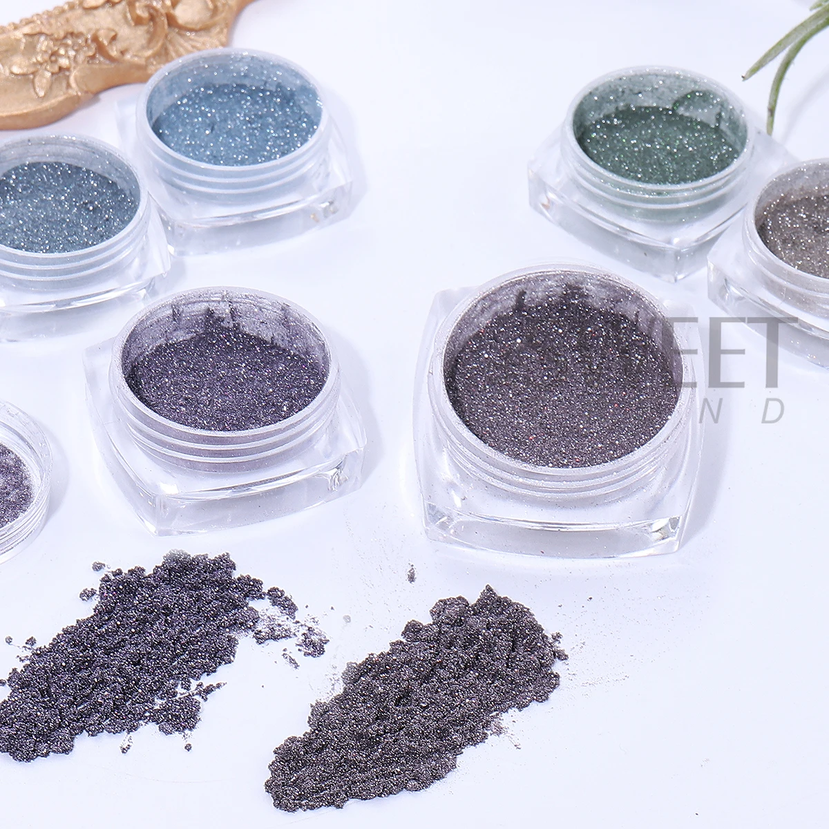 6 Colors Y2K Metallic Matte Mirror Nail Glitter Powder Punk  Purple Blue Green Chrome Pigment Metal Charm Manicure Decor Flash