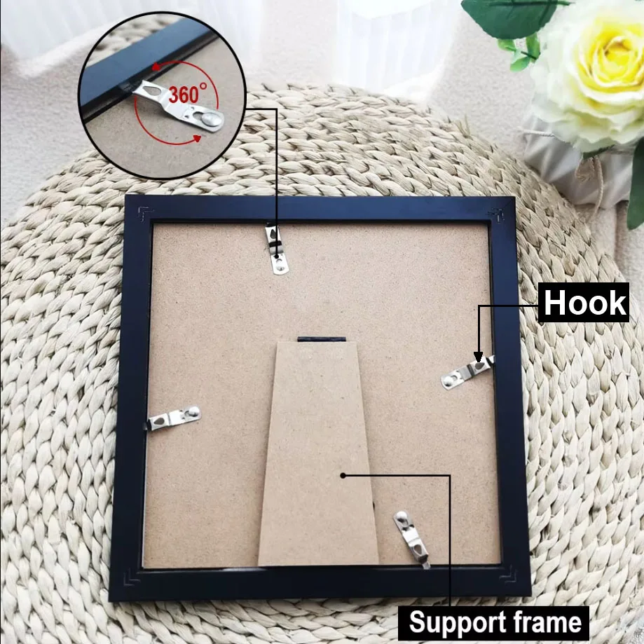Square Wood Photo Frame 20X20cm For Wall Hanging Picture Frame Stand For Pictures Photo Decor Commemorative Gift Wood Photo Frame