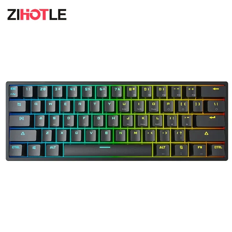 

ZIHOTLE K620 Wired Mechanical Keyboard 61 Keys Personality Keycaps RGB Lights Gaming Office Keyboard Teclado 키보드 Клавиатура