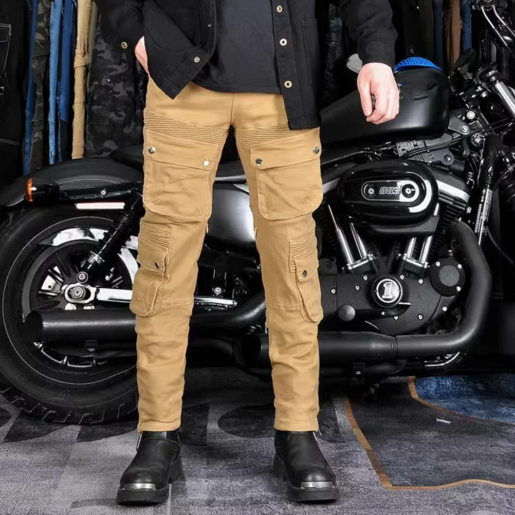 

Брюки-карго мужские мотоциклетные в стиле ретро, штаны для верховой езды с бронированными несколькими карманами, гоночные джинсы для мотокросса