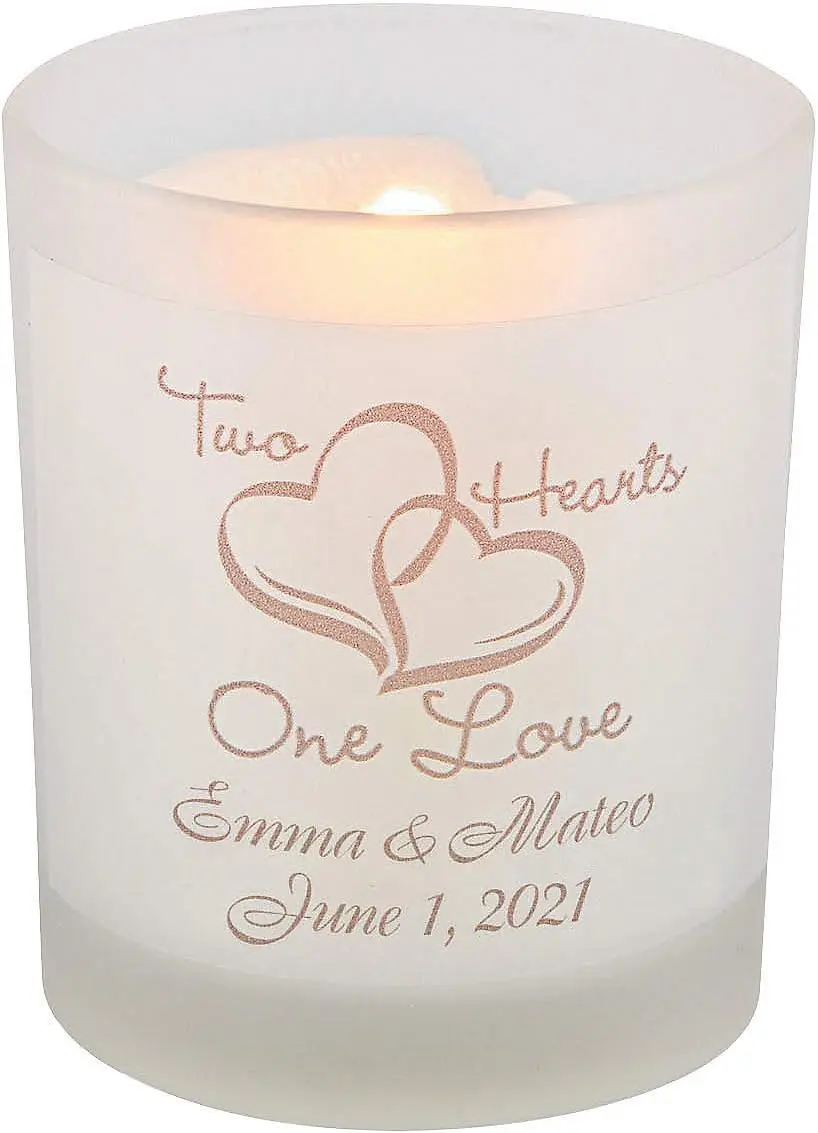 

Holders - Personalized Two Hearts Candle Votives Holders for Every Occasion - 12 PCS Glass Votive Candle Holders with 12 Persona