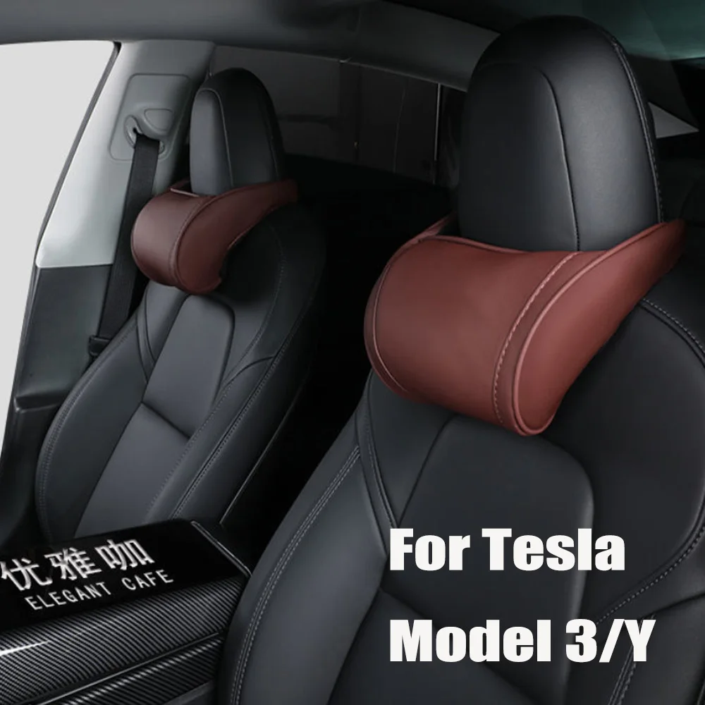 Soft Leather Car Headrest Neck Pillow Neck Support Pillows Cushion Car