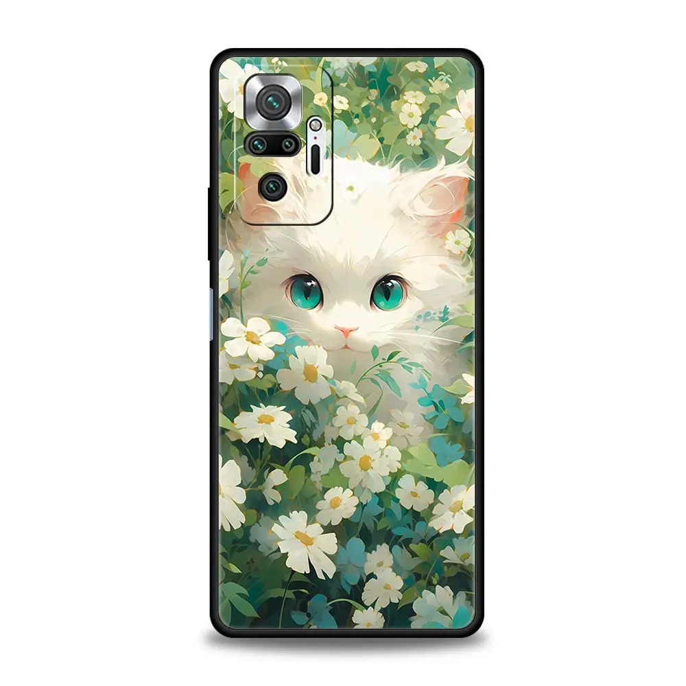 Adorable Cat Design Phone Case - Black Cover