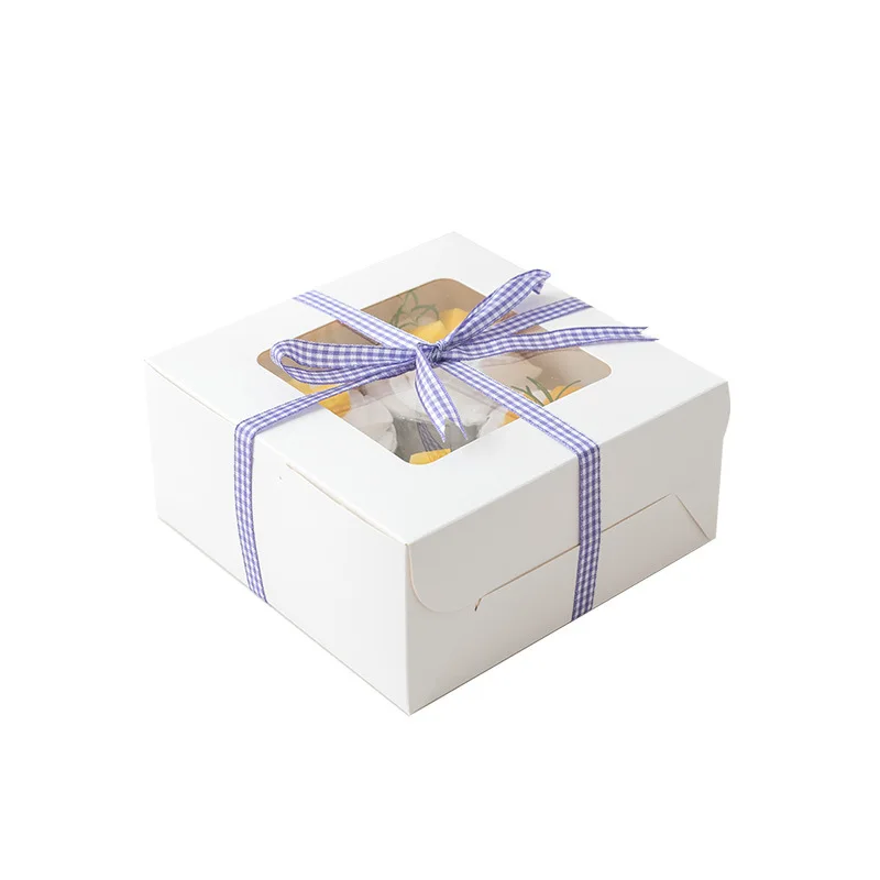 Customized productEgg Tart Packing Box Bakery dessert box white cardboard Paper printed Donut disposable packaging box