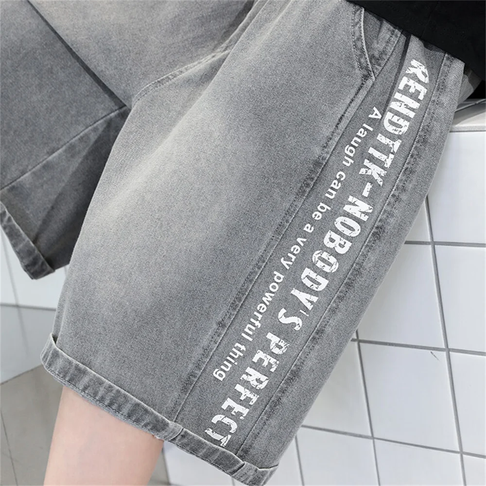 남아용 그레이 데님 반바지, 카고 바지, 어린이 루즈핏 캐주얼 반바지, 어린이 청바지, 남아용 데님 카프리, 6528 여름