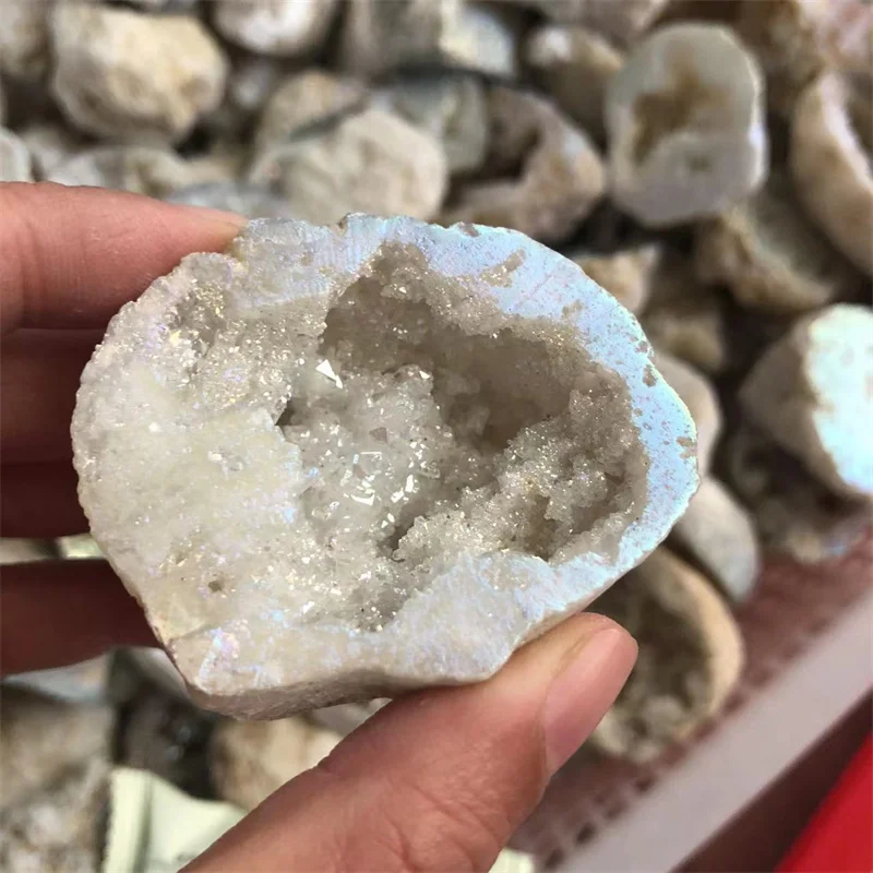 Натуральные камни Aura Agate Geode, кварцевые минералы, кристалл, лечебные драгоценные камни рейки, украшение для дома