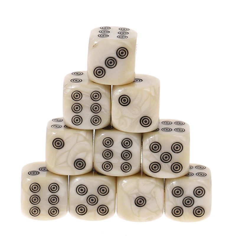 Round Corners 6-sided D6 Dice Set 16mm Acrylic Ivory Dice For Board Game Entertainment Party Cubes Mahjong Accessories 10pcs